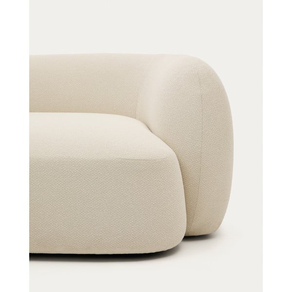 Kreminės spalvos iš šenilinio audinio kampinė sofa (su kairiuoju kampu/su gultu) Martina – Kave Home-image-1