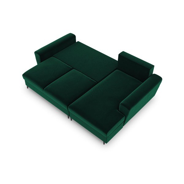 Žalios spalvos iš velveto sulankstoma/su sandėliavimo vieta kampinė sofa (su dešiniuoju kampu/su gultu) Kyoto – Cosmopolitan Design-image-2