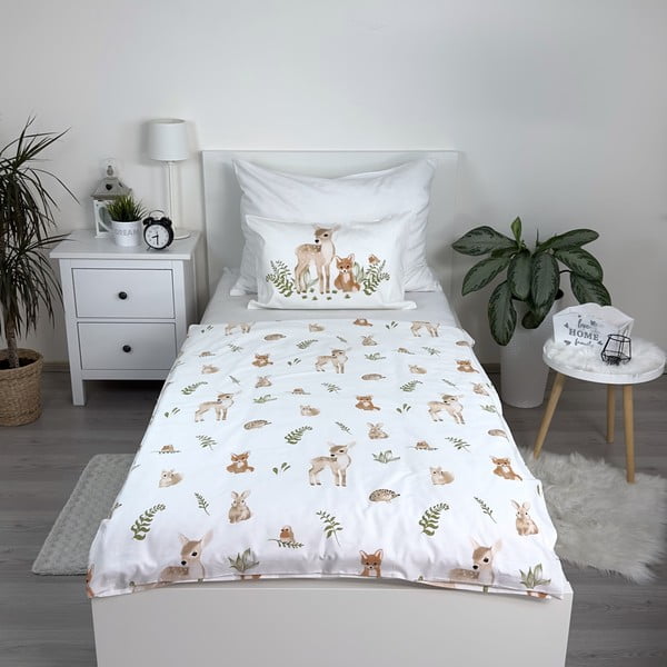 Baltos spalvos/rudos spalvos iš medvilnės vaikiška patalynė vaikiškai lovai 100x135 cm Forest Animals – Jerry Fabrics-image-1