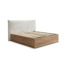 Kreminės spalvos iš audinio dvigulė lova audiniu dengta/iš medžio drožlių plokštės su sandėliavimo vieta su lovos grotelėmis 160x200 cm Charlie – Bobochic Paris