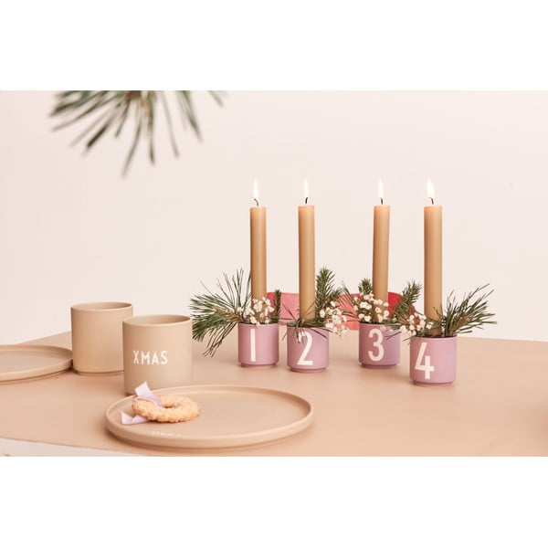 4 rožinių dirbtinio porceliano puodelių rinkinys Mini - Design Letters-image-1