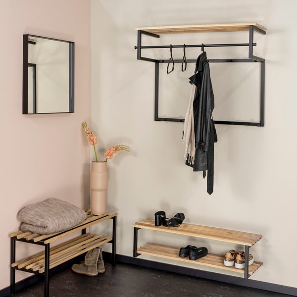 Juodos spalvos/natūralios spalvos iš metalo pakabinama spintelė batams 100x26x34 cm Marco – Spinder Design-image-3