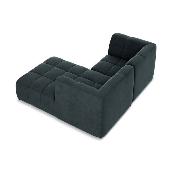 Mėlynos spalvos kampinė sofa iš velveto (su dešiniuoju kampu/su gultu) Aloha – Makamii-image-4