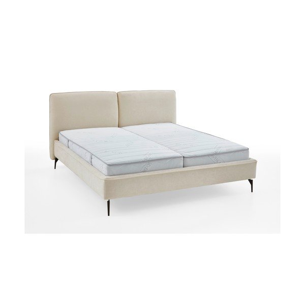 Dramblio kaulo spalvos dvigulė lova audiniu dengta be grotelių 160x200 cm Infinity – Meise Möbel
