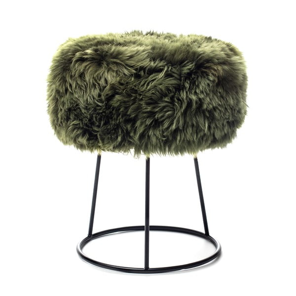 Kėdė su tamsiai žalia avikailio sėdyne Royal Dream, ⌀ 36 cm