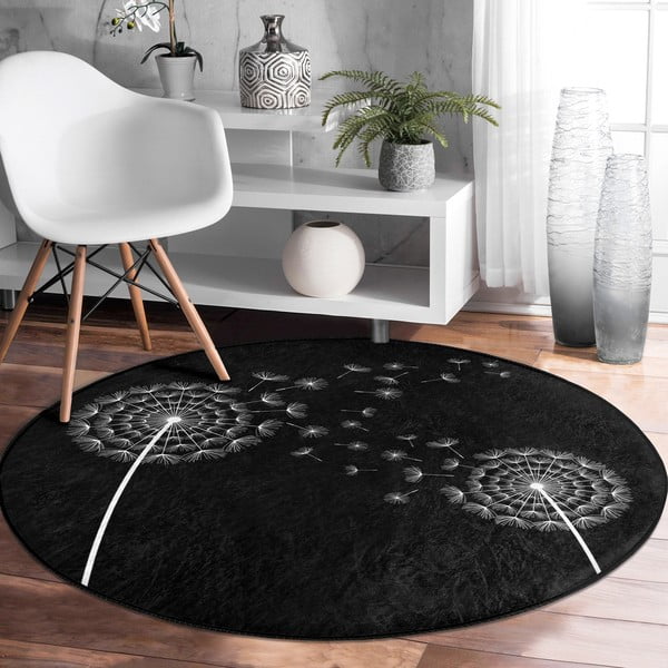 Skalbiamas/robotiniams dulkių siurbliams apvalios formos kilimas juodos spalvos ø 100 cm Comfort – Mila Home-image-4