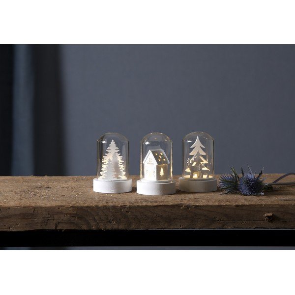 Šviečiančios dekoracijos baltos spalvos 3 vnt. su Kalėdų motyvu ø 5,5 cm Kupol – Star Trading-image-1