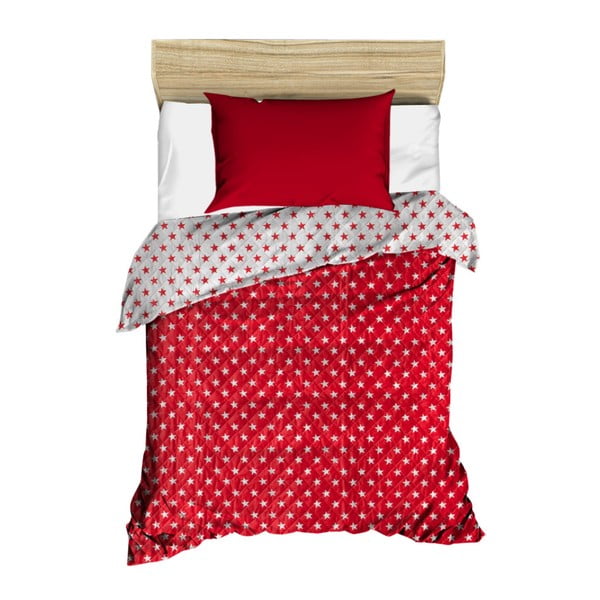 Raudona dygsniuota lovatiesė "Dots", 160 x 230 cm