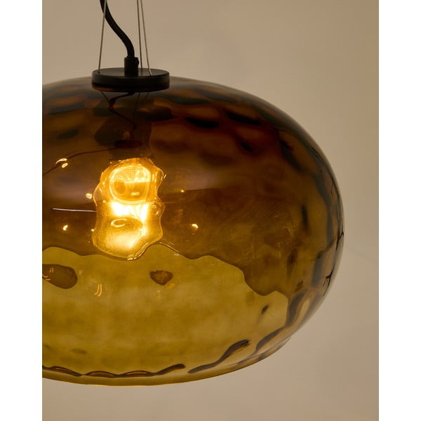 Gintarinės spalvos iš stiklo kabantis šviestuvas ø 40 cm su stiklo gaubtu Balma – Kave Home-image-3
