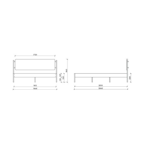 Baltos spalvos iš plieno dvigulė lova audiniu dengta su lovos grotelėmis 180x200 cm Eton Basic – noo.ma-image-4