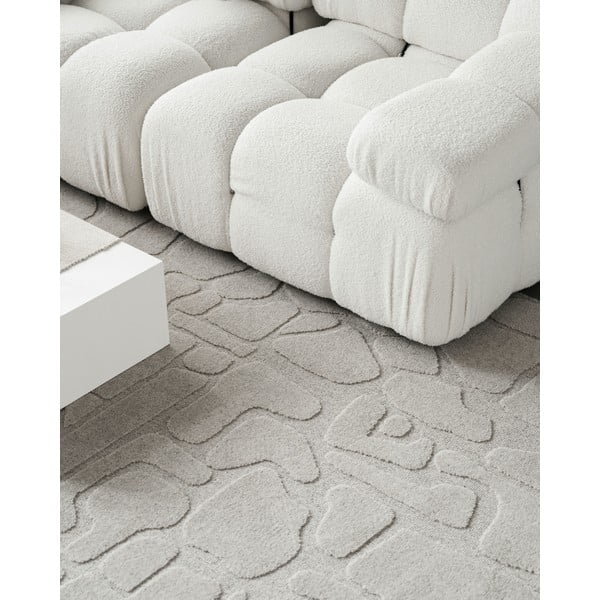 Iš vilnos kilimas šviesiai pilkos spalvos 160x230 cm Morphic Dunes – Agnella-image-4