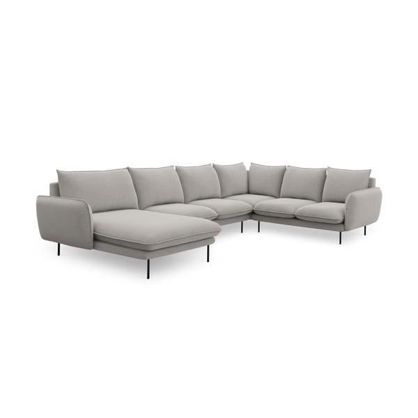 Šviesiai pilkos spalvos U formos sofa Cosmopolitan Design Vienna, kampas dešinėje-image-3