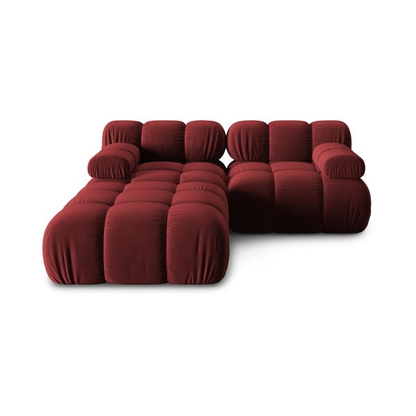 Kampinė sofa raudonos spalvos iš velveto Bellis – Micadoni Home