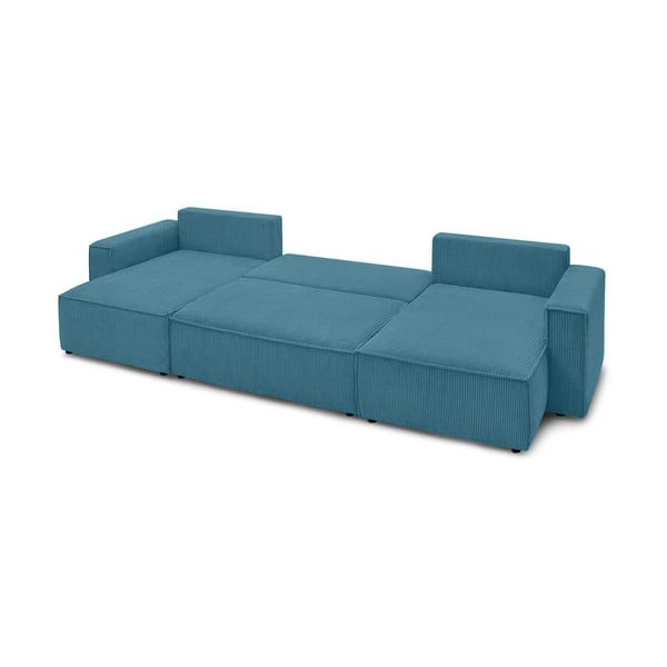 Iš kordinio velveto sulankstoma kampinė sofa turkio spalvos Nihad – Bobochic Paris-image-4