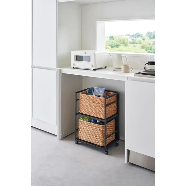 Iš metalo lentyna ant ratukų juodos spalvos 42x60 cm Tower – YAMAZAKI-image-1