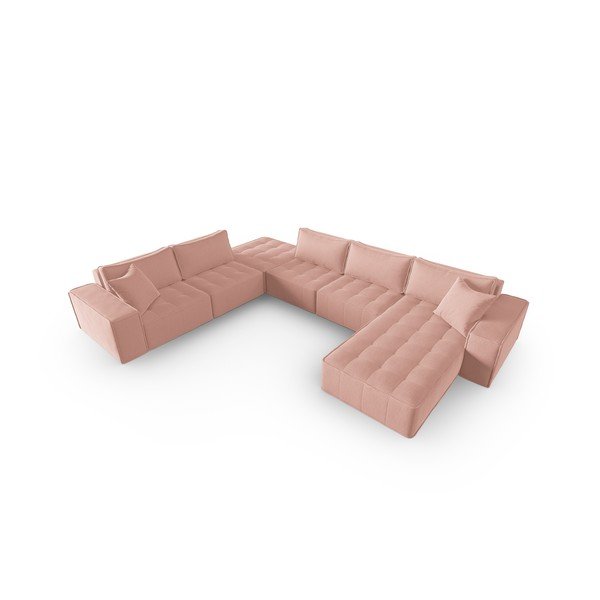 Kampinė sofa rožinės spalvos (su kairiuoju kampu/„U“ formos) Mike – Micadoni Home-image-2