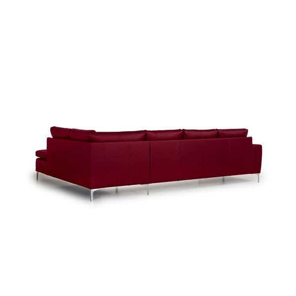 Raudona odinė kampinė sofa Scandic Twigo, dešinysis kampas-image-2