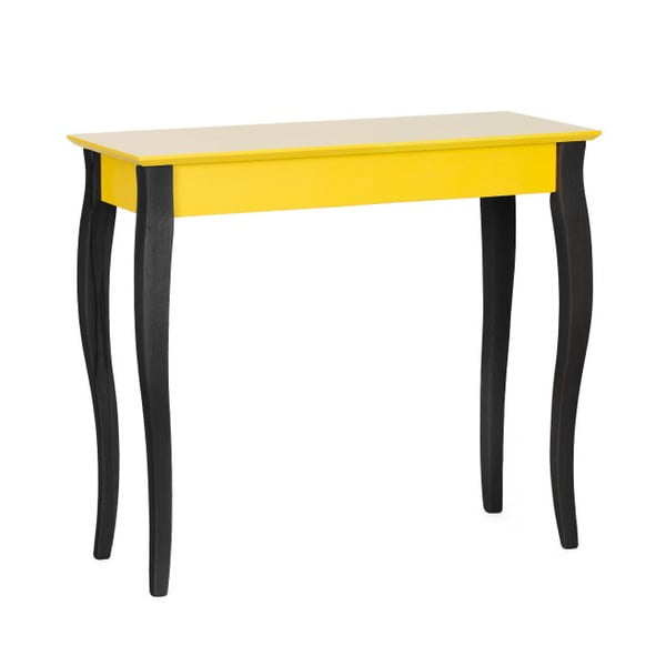 Geltonos spalvos konsolinis staliukas su juodomis kojomis "Ragaba Lilo", 85 cm pločio