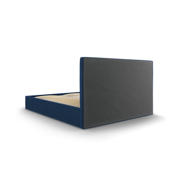 Tamsiai mėlyna aksominė dvigulė lova Mazzini Beds Juniper, 160 x 200 cm-image-4