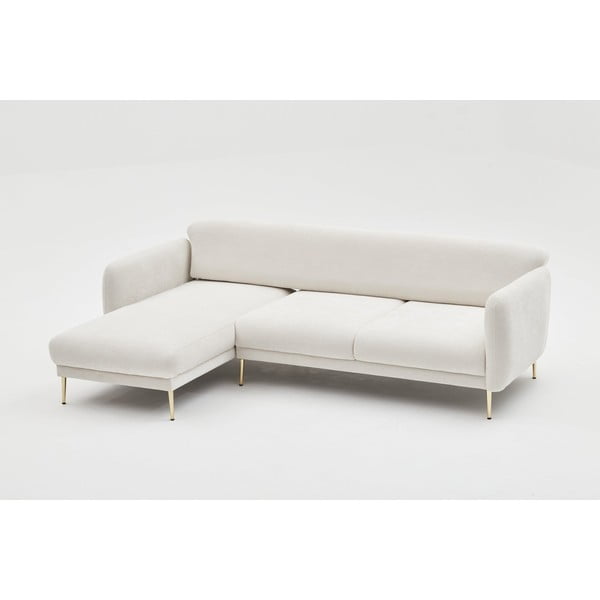 Baltos spalvos kampinė sofa (su kairiuoju kampu/su gultu) Simena – Balcab Home-image-1