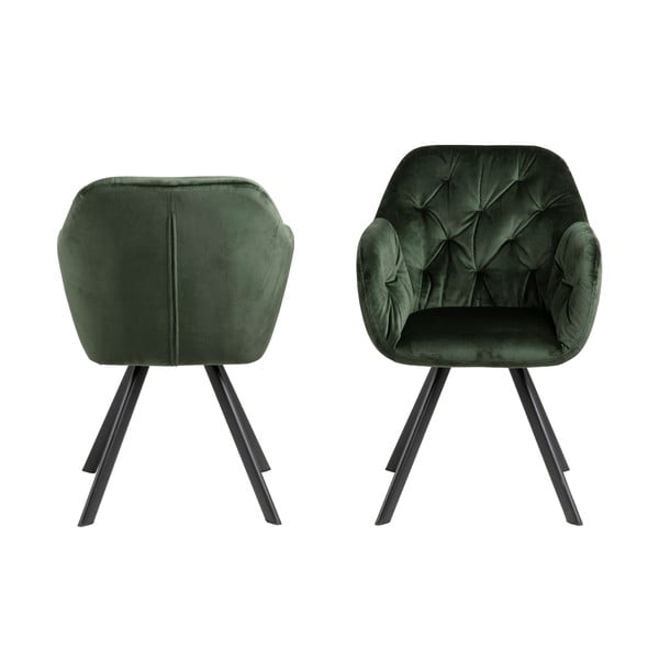 Žalios spalvos iš audinio valgomojo kėdė su porankiais Lola – Actona-image-4