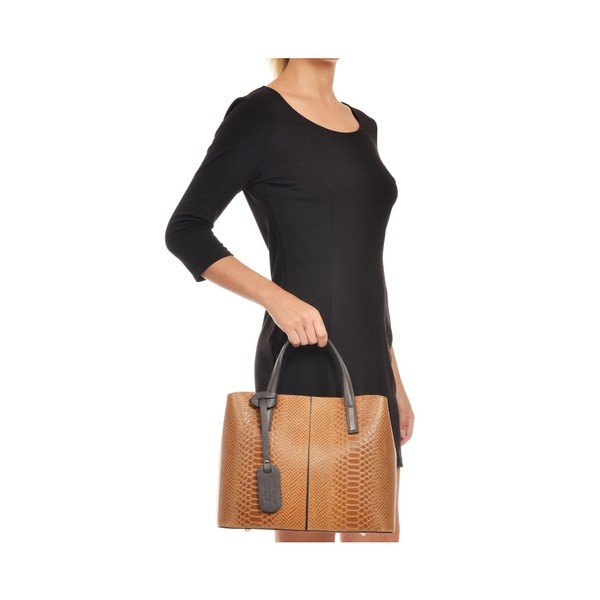 Konjako rudos spalvos odinė rankinė Roberta M Muriella-image-2