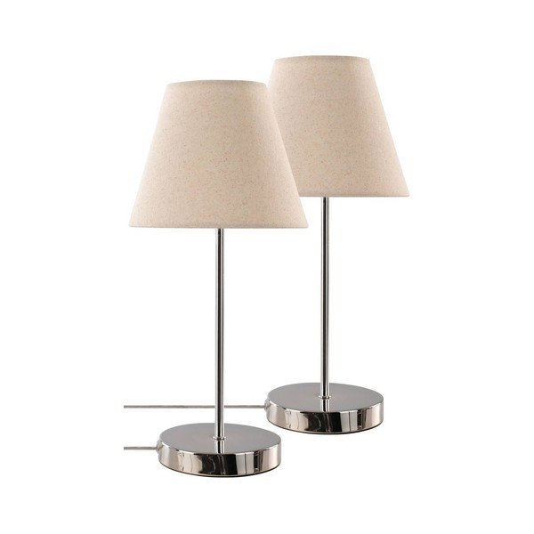 Smėlio spalvos/blizgios sidabrinės spalvos iš tekstilės stalinis šviestuvas (aukštis 39 cm) Lasse – Jotex