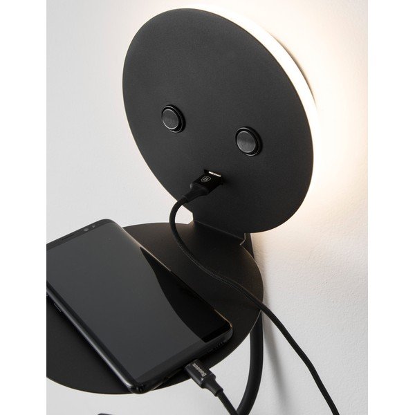 Juodos spalvos iš aliuminio sieninė lempa LED su sulankstoma konstrukcija/su USB portu Eclip – Nova Luce-image-1