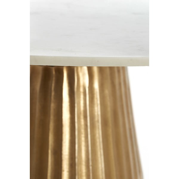 Apvalios formos valgomojo stalas baltos spalvos/bronzinės spalvos su marmuro dekoro stalviršiu ø 100 cm Leyda – Light & Living-image-1