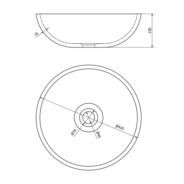 Iš keramikos apvalios formos praustuvas juodos spalvos/turkio spalvos ø 41 cm Priori – Sapho-image-3