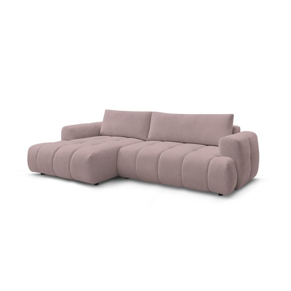 Rožinės spalvos sulankstoma/su sandėliavimo vieta kampinė sofa (su kairiuoju kampu/su gultu) Fuji – Bobochic Paris-image-3