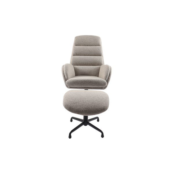 Iš boucle atpalaiduojantis fotelis su atrama kojoms šviesiai pilkos spalvos Sifton – Unique Furniture-image-2