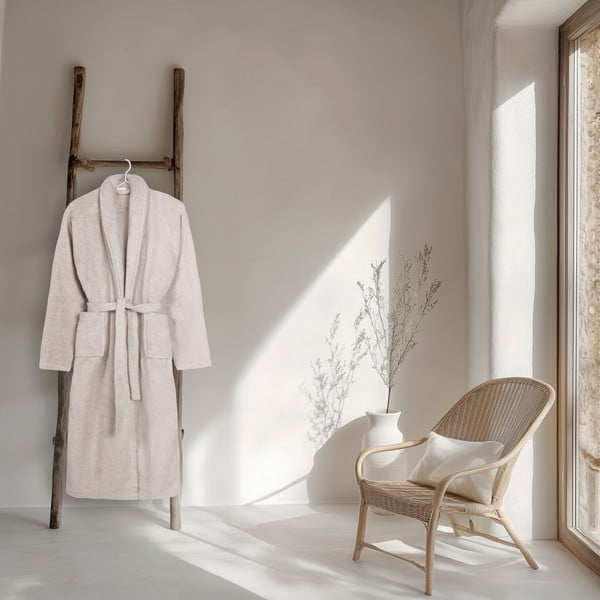 Iš medvilnės chalatas smėlio spalvos XS/S Terry – HIP-image-1