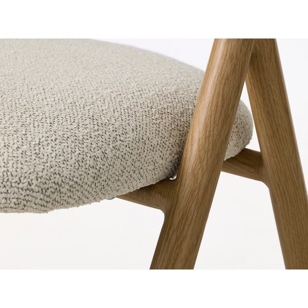 Kreminės spalvos/natūralios spalvos iš audinio valgomojo kėdė su porankiais Frances – Unique Furniture-image-2