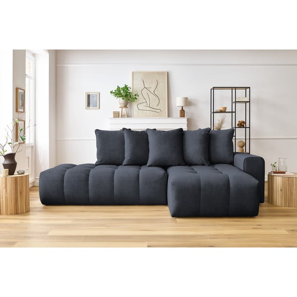 Tamsiai mėlyna kampinė sofa (dešinysis kampas) Mont-Blanc - Bobochic Paris-image-1