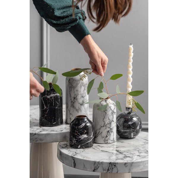 Juoda-balta geležinė žvakidė PT LIVING Marble, aukštis 10 cm-image-1