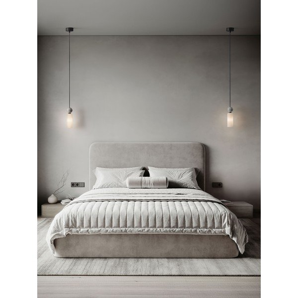 Matinės juodos spalvos iš akmens kabantis šviestuvas ø 6 cm su stiklo gaubtu Filomena – Nova Luce-image-1