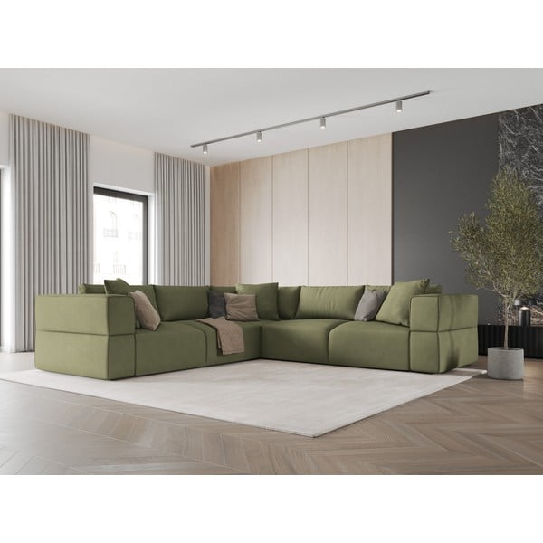 Kampinė sofa šviesiai žalios spalvos (kintama) Esther – Milo Casa-image-1