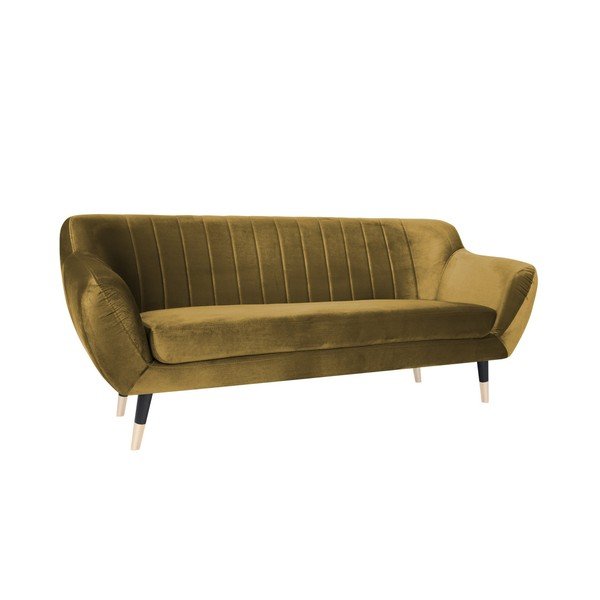 Garstyčių geltonos spalvos sofa su juodomis kojomis Mazzini Sofas Benito, 188 cm-image-2