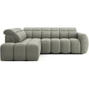 Pilkai žalios spalvos kampinė sofa iš boucle (su kairiuoju kampu/„L“ formos) Falconn – ELTAP
