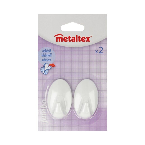 2 baltų plastikinių lipnių kabliukų rinkinys Metaltex Greg-image-2