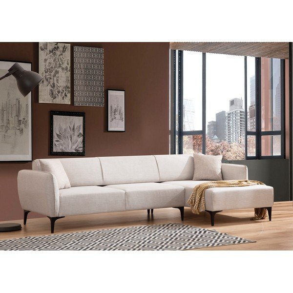 Balta kampinė sofa  Belissimo, dešinysis kampas – Balcab Home-image-1