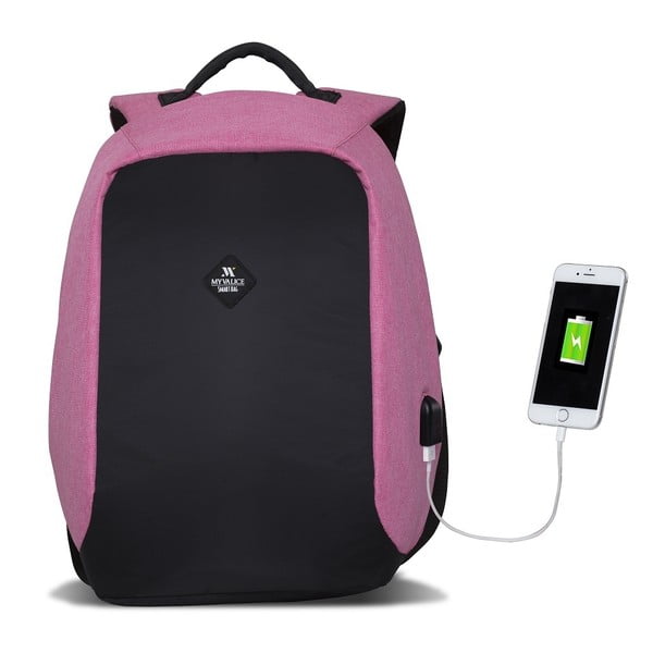 Juodai rožinė kuprinė su USB jungtimi My Valice SECRET Smart Bag-image-2