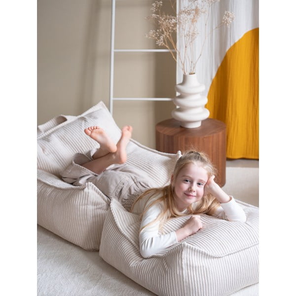 Kreminės spalvos iš kordinio velveto vaikiškas sėdmaišis Chair – Wigiwama-image-3