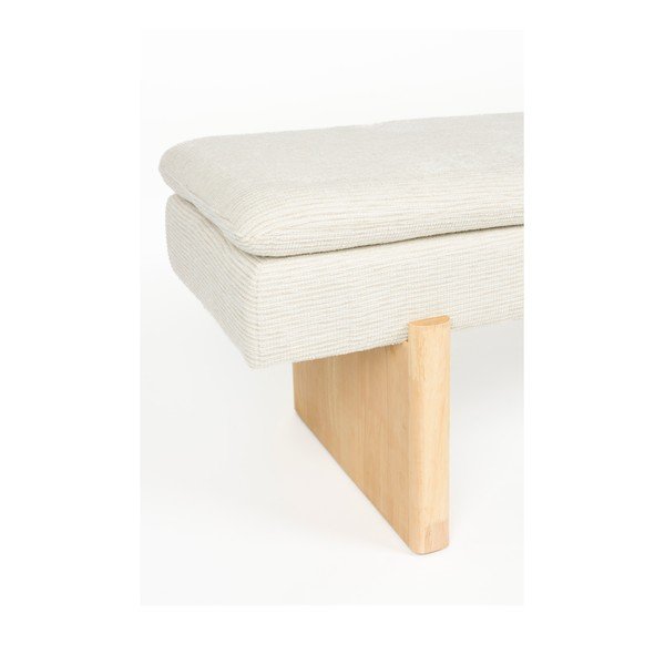 Kreminės spalvos paminkštinto audinio suolas Jappo – White Label-image-4