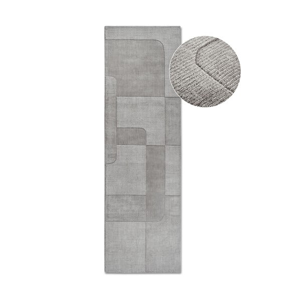 Rankų darbo iš vilnos kilimas pilkos spalvos 80x250 cm Charlotte – Villeroy&Boch