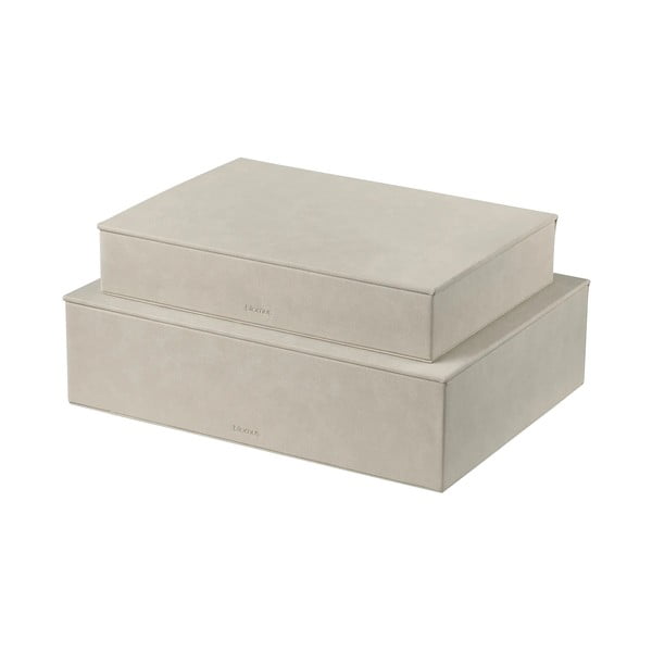 Smėlio spalvos iš dirbtinės odos daiktadėžės su dangčiu 2 vnt. 40x30x11 cm Sahla – Blomus