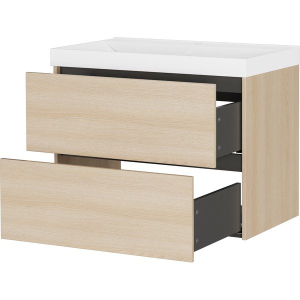 Natūralios spalvos pakabinama spintelė po kriaukle iš ąžuolo 81x65 cm Bodera – Germania-image-4