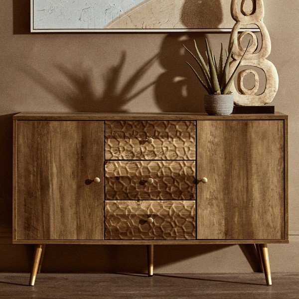 Tamsios natūralios spalvos šoninė spintelė 114x70x39 cm Frida – Premier Housewares-image-1