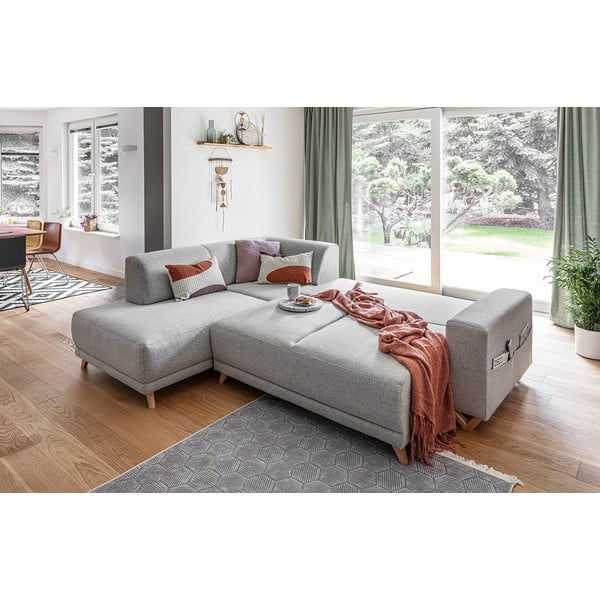 Šviesiai pilkos spalvos sulankstoma/su sandėliavimo vieta kampinė sofa (su kairiuoju kampu/„L“ formos) Classy Sophie – Miuform-image-4